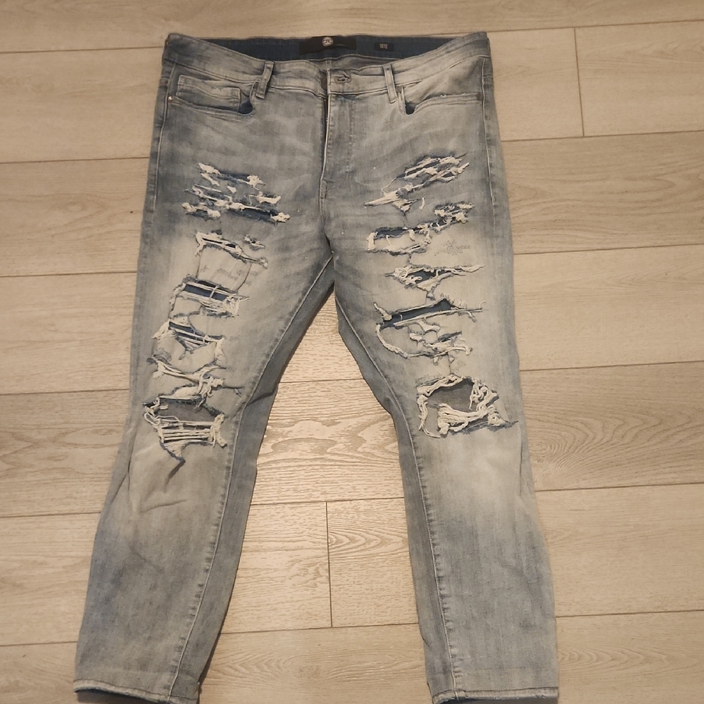 Jordan Craig Faded Blue Ripped Skinny Jeans